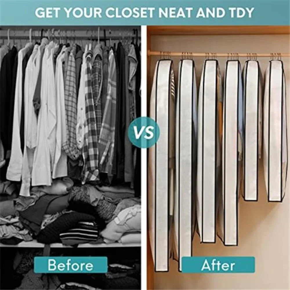 Clear Garment Bags Hanging Clothes Storage Suit Dress Coat Protector Zipper Bag